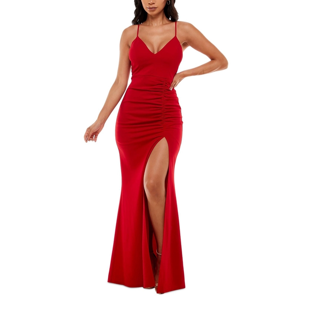 NWT Elegant Red Ruched Evening Gown Size XXL